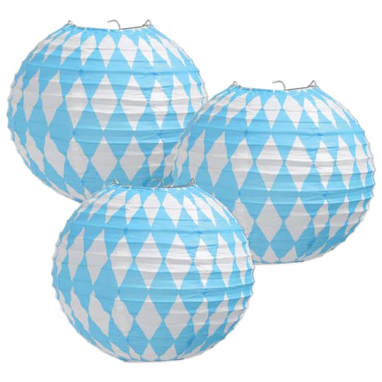 Beistle 9.5" Blue & White Oktoberfest Paper Lanterns, 3ct. | Michaels®